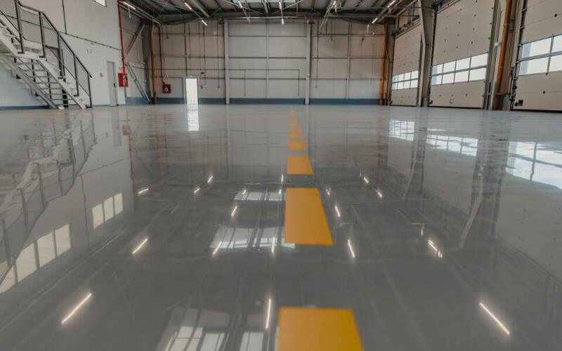 epoxy-and-waxed-flooring-with-colorful-signage